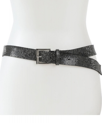 Rhinestone Thick Fashion Belt BT320039 BLACK/HEMATITE